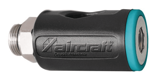 One-hand safety quick coupling with male thread