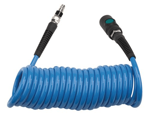 Spiral hose PU 6.5x10mm 5m with one-hand safety coupling