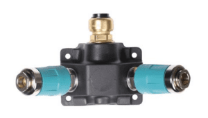 End distribution box with 2 safety couplings