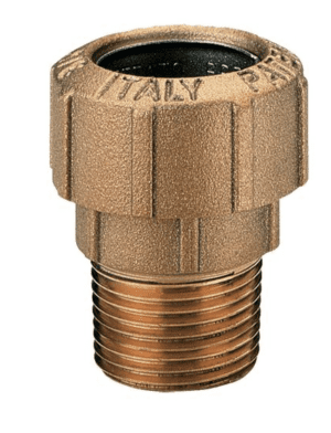Straight screw-in connector (brass)  32 mm OD / R1" ET