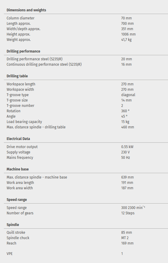 Bench drill OPTIdrill DQ 22 (230V) - Image 6
