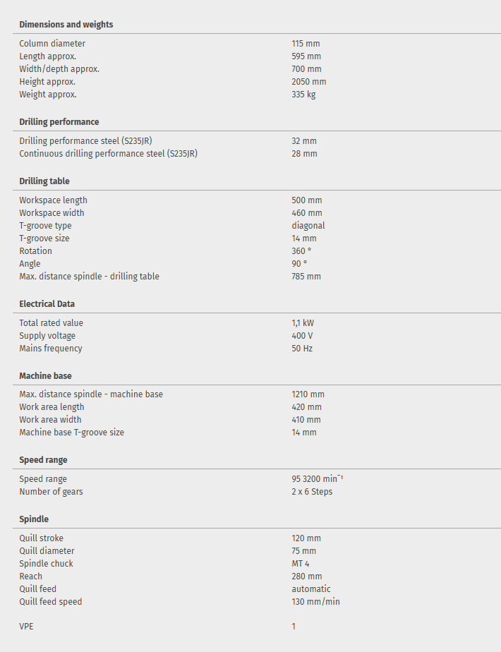 Universal pillar gear drill OPTIdrill DH 40GPE - Image 2